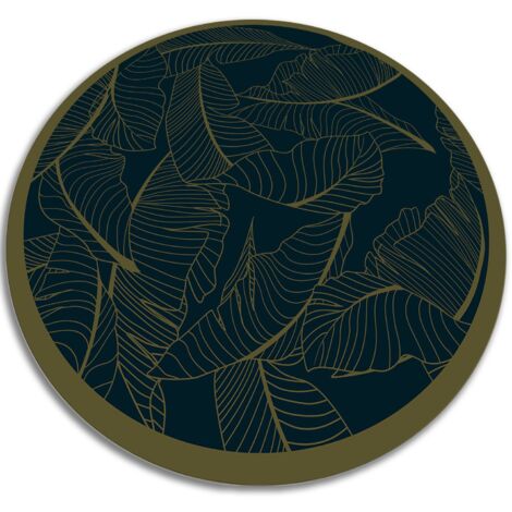 Tapis Vinyle PVC Rond, Idéal pour Salon et Cuisine - Squelette de la feuille - ⌀fi80 cm