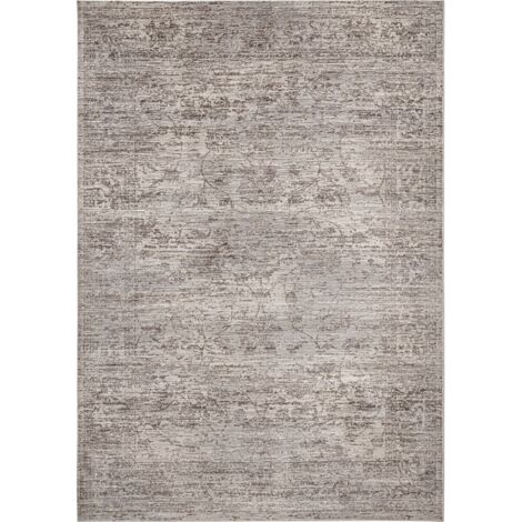 Tapis viscose classique tons clairs finition vieilli élégant - Beige clair vieilli