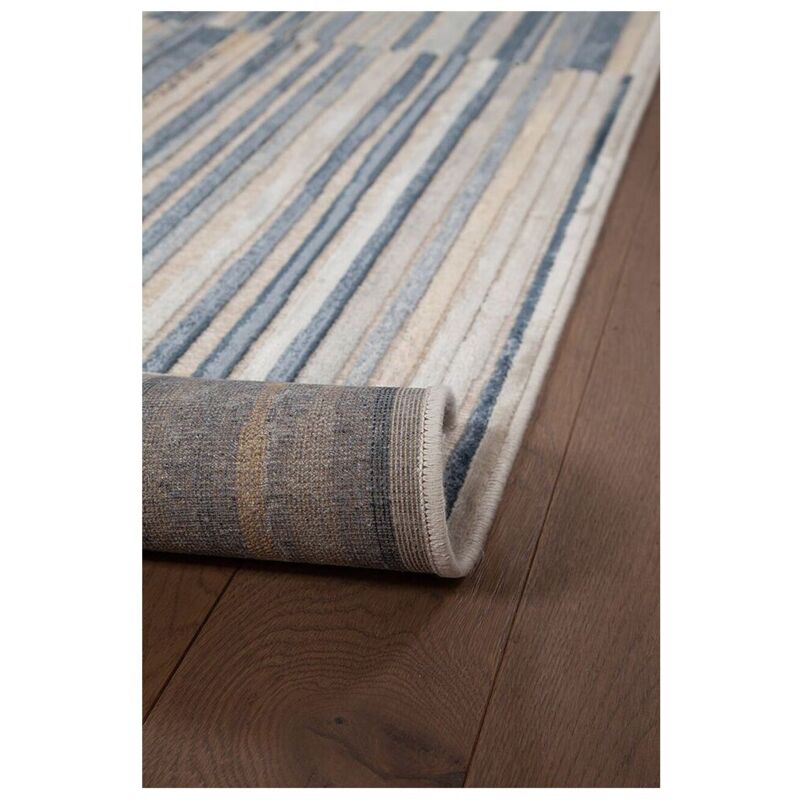 Deladeco - Tapis viscose effet soie moderne abstrait Combo Bleu 160x230