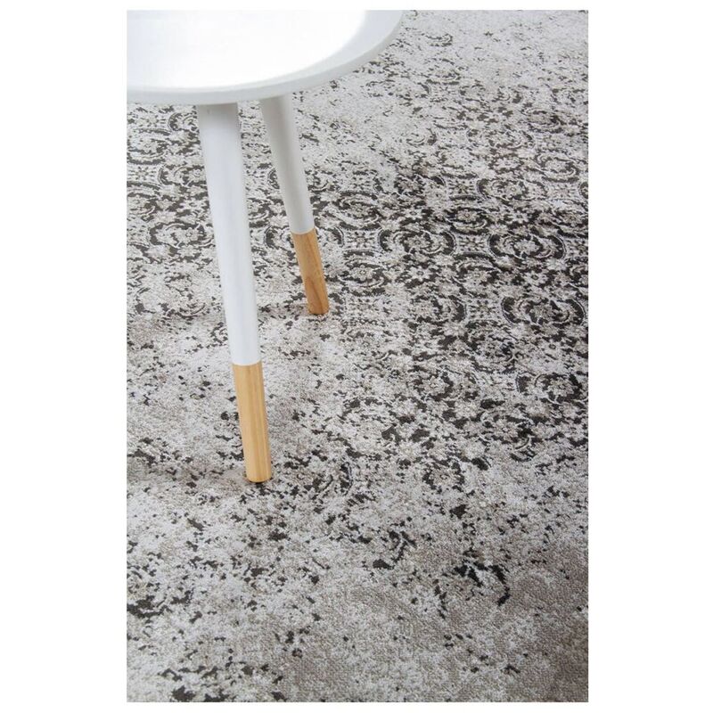 Deladeco - Tapis viscose effet soie vintage rayé Tacoma Anthracite 160x230