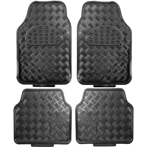 Tapis voiture pvc noir  4 pièces motif alu