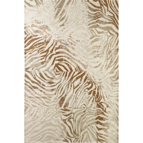 Tapis zébré marron intérieur extérieur antidérapant - 240 x 340 cm