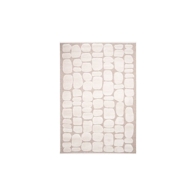 Décoweb - Tapis de salon en matière recyclée - Ode à la douceur - Beige et crème - 200 x 290 cm