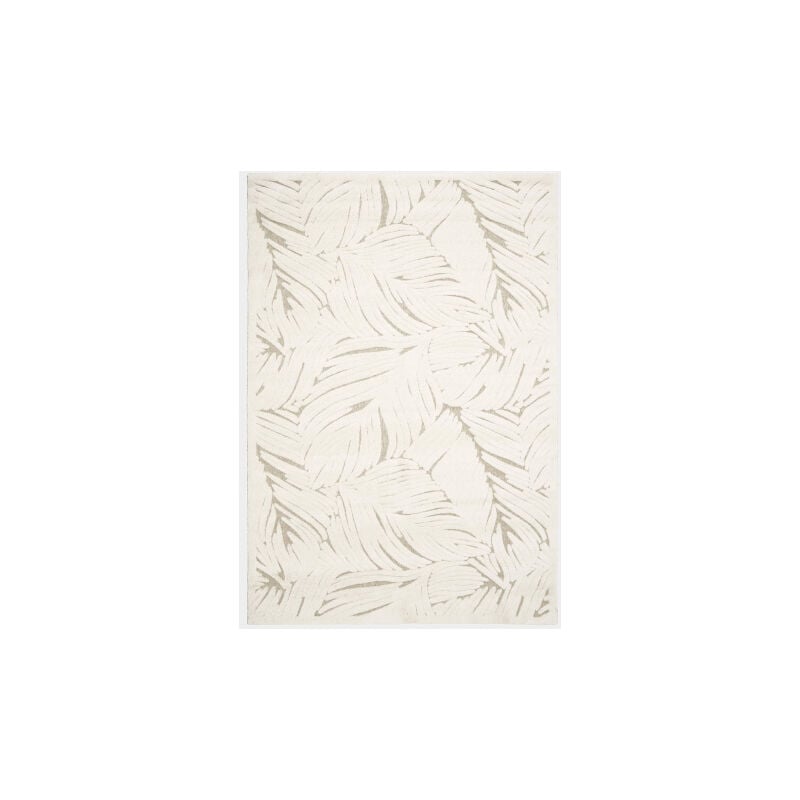 Décoweb - Tapis de salon en matière recyclée - Ode à la nature - Beige et crème - 80 x 150 cm