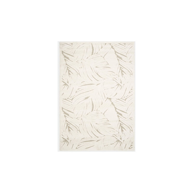 Décoweb - Tapis de salon en matière recyclée - Ode à la nature - Beige et crème - 200 x 290 cm