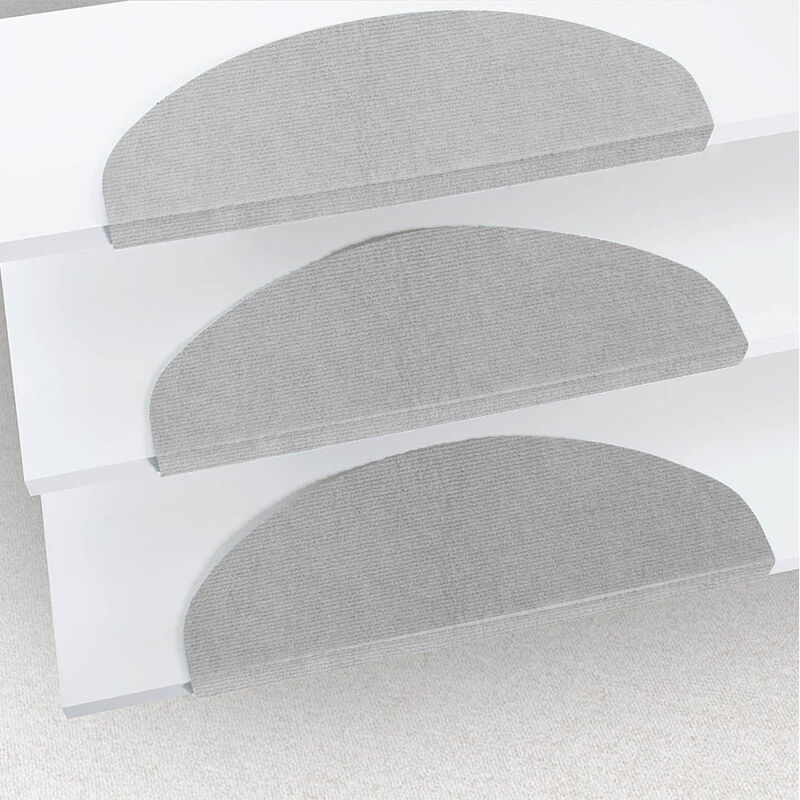 Hofuton Set de 15 Marchettes D'escalier Tapis d'escalier Auto-adhésif Surface Antidérapante 65 21 4cm Gris