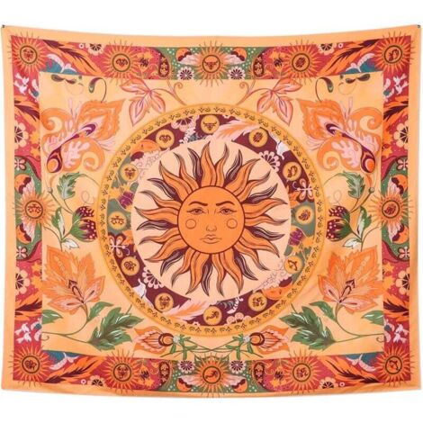 Tapisserie de soleil brûlant, tapisserie de vignes à fleurs, tapisserie florale Vintage, tapisserie mystérieuse à suspendre au mur pour chambre (150x200CM)