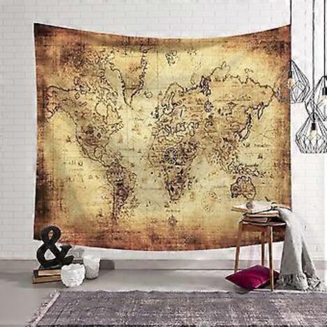 Tapisserie décorative Atlas historique Ancienne carte du monde Tapisserie murale Décoration intérieure Décoration murale 150x200 cm2.