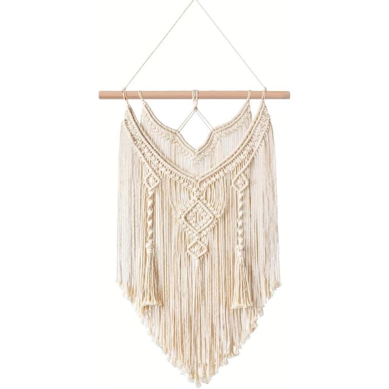 Tapisserie en dentelle, décoration murale en dentelle, tapisserie tissée à la main (blanc)