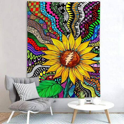 Tapisserie florale Mandala tête de mort, décoration murale pour chambre à coucher, salon,GTQ2002-1,90x60cm