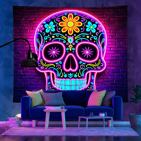 Tapisserie fluorescente UV de style tendance, décoration de chambre, tapisserie d'Halloween, 150 x 100 cm
