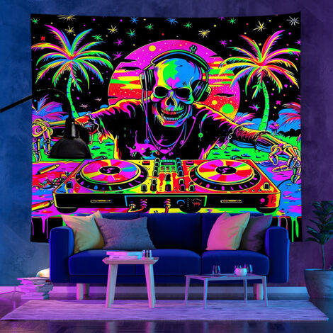 Tapisserie fluorescente UV de style tendance, décoration murale, tapisserie d'Halloween, 73 x 95 cm