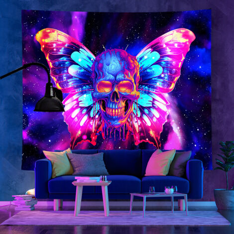 Tapisserie fluorescente UV de style tendance, décoration murale, tapisserie d'Halloween, 73 x 95 cm
