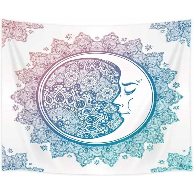Linghhang - Tapisserie Mandala, 230x180cm, Tapisserie Murale Indien Bohémien Psychédélique Tapisseries Étoile et Lune Tenture Murale pour Chambre