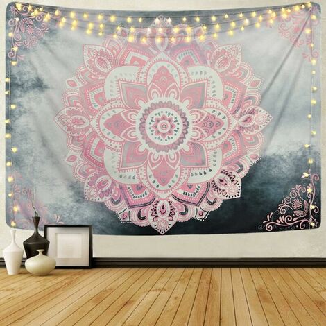 Tapisserie Mandala Rose Tapisseries Bohème Tapisserie Hippie Tapisserie Florale Médaillon pour Chambre