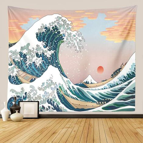 Tapisserie Mandala Tenture Murale Tapisseries, La Grande Vague Coucher De Soleil Au Large De Kanagawa Tapisserie Murale, Tapisseries Décoration d'Intérieur Art Mural pour Chambre