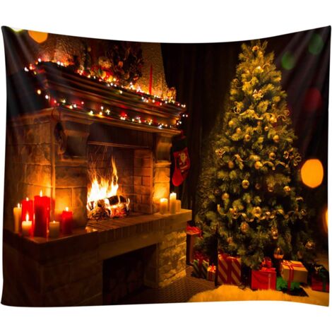 Tapis Mural Tapisserie La Collection Edith – Cerf De Noël – 52x69 + Frange 1,5