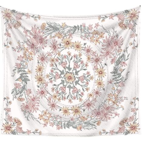 Tapisserie murale florale 2024, tenture murale à médaillon floral, couverture décorative murale esthétique, mandala à médaillon floral