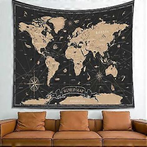 Tapisserie murale pour chambre à coucher, carte du monde, art vintage, répartition géographique, histoire humoristique, civilisation, décoration pour hommes, enfants, dortoir étudiant, Livi