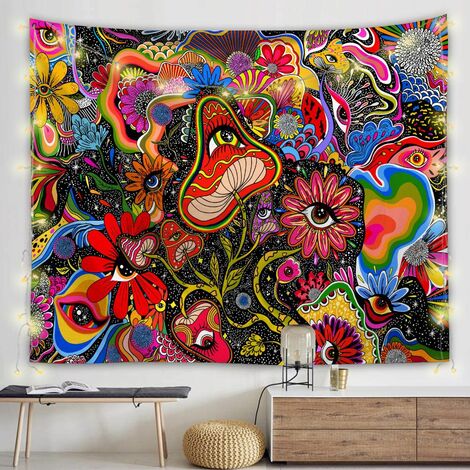 Tapisserie Murale Psychédélique Tissu Murale Decoration Chambre Tenture Murale Boheme Panoramique Toile Murale Mandala Tapisserie Nature Japonaise pour Cuisine Salon Dortoir (150x200cm)