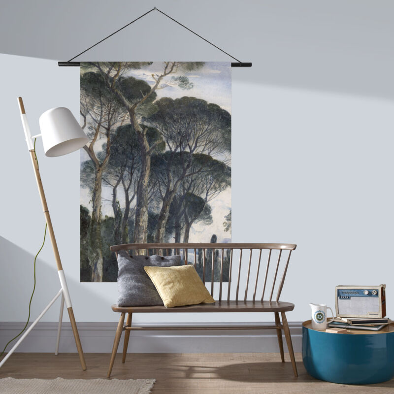 Tapisserie murale XL Pin parasol 150 x 100cm Bleu, vert