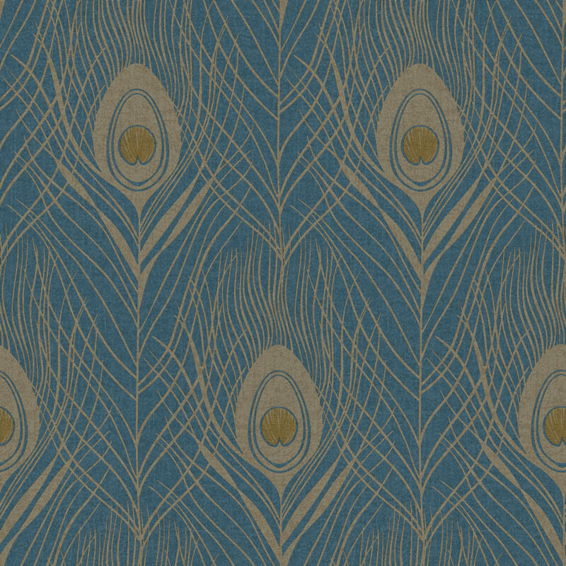 A.s.creations - Tapisserie oiseaux bleu canard Papier peint motif plume de paon pour bureau moderne Papier peint idéal salon & entrée