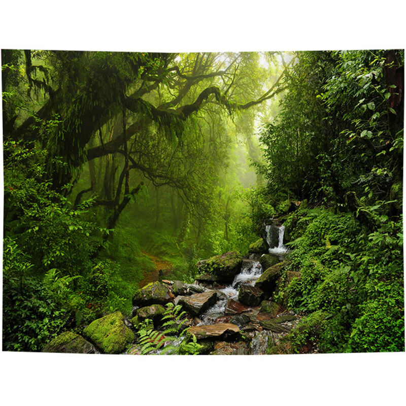 Tapisserie paysage forêt enchantée, décoration magique pour salon ou chambre (70 x 50 cm)