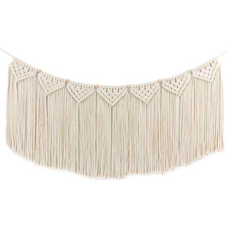 Tapisserie tissée à pompons - Décoration murale bohème rétro chic - Décoration pour appartement, dortoir, salon, chambre, chambre d'enfant - Fond de fête, 38 cm de large x 89 cm de long, 7 petits drap