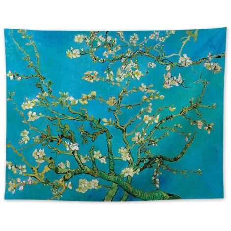 Tapisserie Van Gogh Branches D'Un Amandier En Fleurs Tapisserie Tenture Murale Art Décoration D'Intérieur Pour Salon Chambre Salle De Bain Cuisine Dortoir