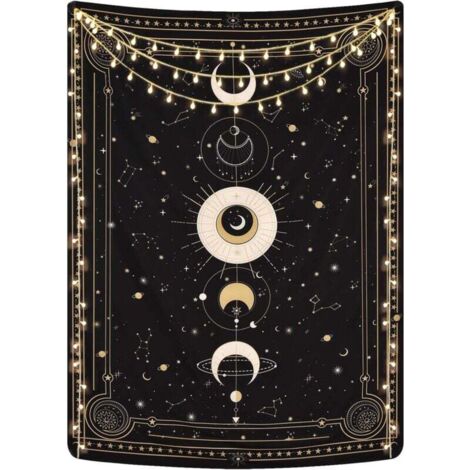 Tapiz de fases lunares KZQ, constelación misteriosa, cielo estrellado, cartas del tarot, estética retro, astrología, arte de pared para dormitorio y sala de estar.