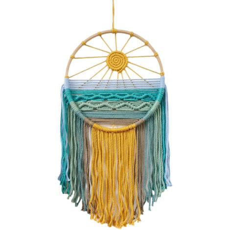 Tapiz de pared tejido a mano [X27-2] Cordón de algodón decorativo con estampado de amanecer/atardecer para la decoración de la sala de estar.