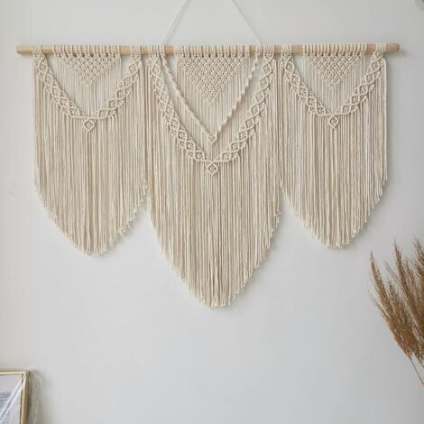 Tapiz de pared tejido artístico bohemio, 110 cm x 80 cm, adecuado para decoración de balcones, decoración de paredes en apartamentos, dormitorios, decoración de paredes.