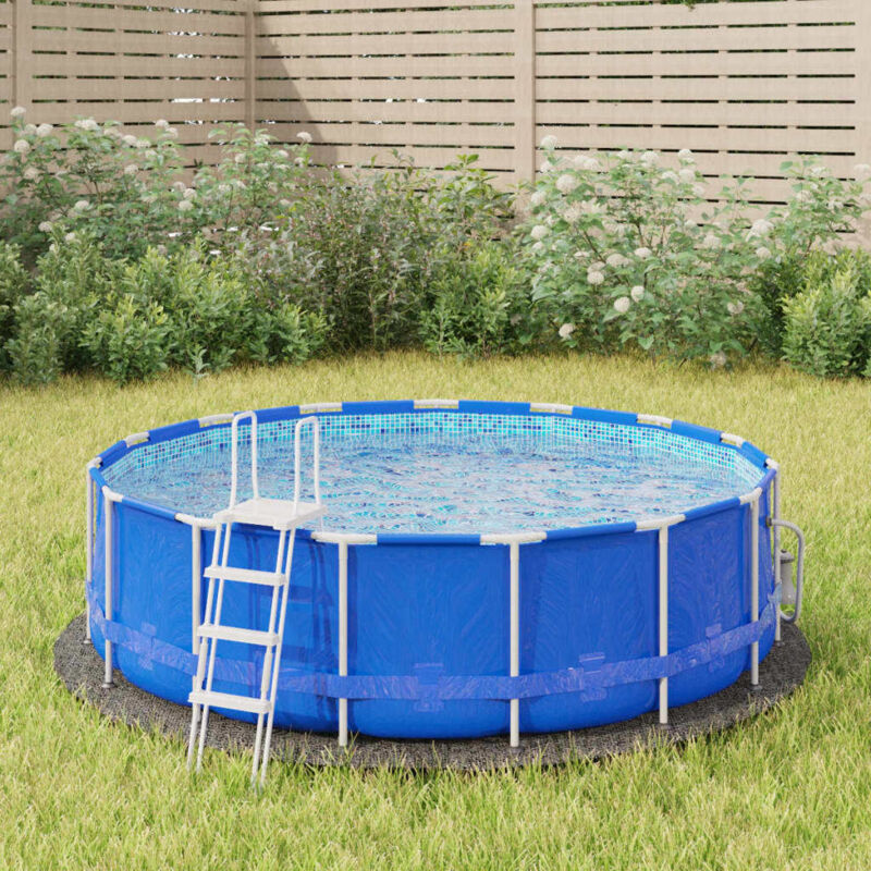 Tapiz De Suelo Piscina Geotextil De Poliéster Gris Claro Ø244Cm Vidaxl