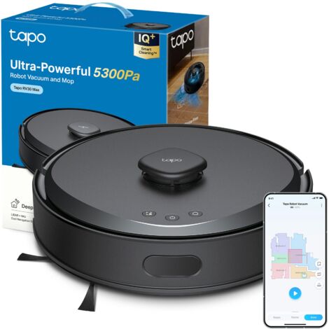 Tapo RV30 Max Robot Aspirapolvere Lavapavimenti con Mappatura 5300Pa, Doppia Navigazione LiDAR +IMU, Zone No-Go e Muri Virtuali, Controllo APP&Alexa&Google, Arrampicarsi fino a 22mm