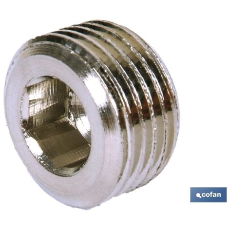 Tapón allen cónico metálico roscado R-1/2 para apriete con alojamiento allen