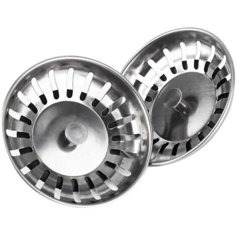 Tapón antiatascos de acero inoxidable para fregadero de cocina – Paquete de 2 filtros universales de 78 mm para fregaderos domésticos
