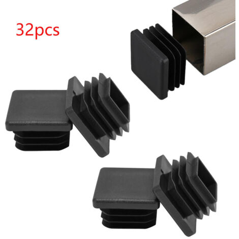 Tapón cuadrado de acero inoxidable negro para tubería, tapa de extremo cuadrada de plástico para tubería de acero galvanizado.