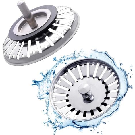 Tapón de acero inoxidable para fregadero de cocina (2 unidades), colador universal de 84 mm, rejilla de acero inoxidable para cocina y baño.