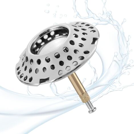 Tapón de bañera 2 en 1 con filtro para cabello, altura ajustable, antiobstrucción, absorbe eficazmente el cabello (latón)
