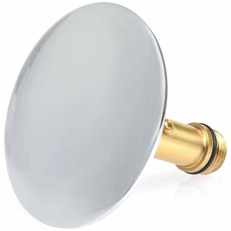 Tapón de bañera de latón, tapón de fregadero de 69 mm de diámetro, tapón de drenaje doble a prueba de fugas con superficie cromada, para desagües estándar en la bañera,