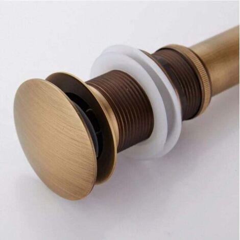 AHLSEN Tapón de desagüe de fregadero emergente retro Desagüe de clic-clac sin rebosadero Válvula de drenaje de fregadero universal de latón bronce Sifón de lavabo sin orificio de rebosadero Pulido - sin rebo