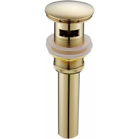 Tapón de desagüe de lavabo retro emergente moderno Desagüe de clic-clac con rebosadero Válvula de drenaje de fregadero universal de latón dorado Sifón de lavabo con orificio de rebosadero Pulido - con