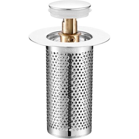 Tapón de desagüe emergente de acero inoxidable con filtro para cabello – juego de 2 piezas para piso y desagüe U