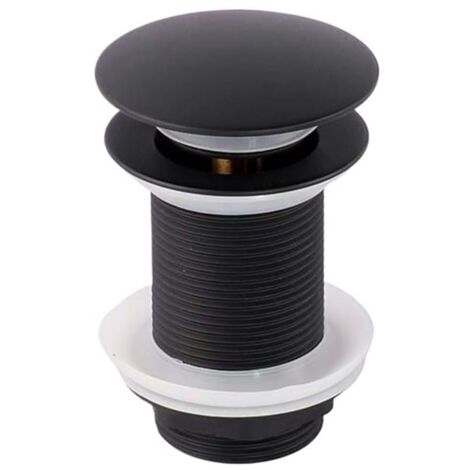 Tapón de desagüe emergente para lavabo de baño, oro cepillado, negro mate, blanco, oro rosa, oro, cromo, accesorios para lavabo (Color: negro, sin orificio)