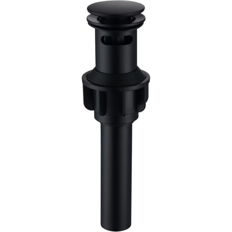 Tapón de desagüe negro con rebosadero para fregadero, tapón de desagüe para grifo de fregadero, lavabo de baño, filtro de desagüe con filtro de pelo, filtro antiobstrucción, negro mate, SD30-BK