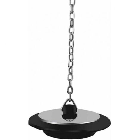 Tapón de desagüe, tapón universal para bañera con cadena de bola metálica larga y anilla para colgar, tapón de fregadero de goma cromada, filtro de repuesto