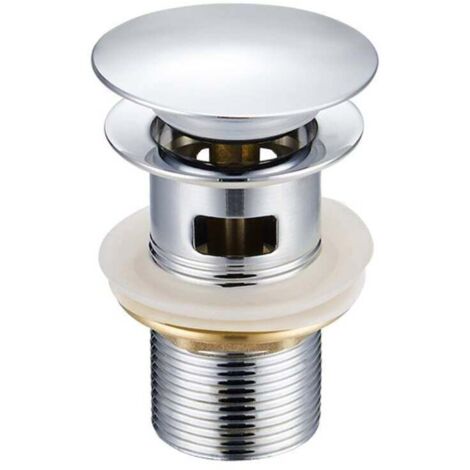 Tapón de drenaje de fregadero cromado de 4 pulgadas con rebosadero, accesorios de acero inoxidable, tapa de drenaje fija, tapón de lavabo para baño