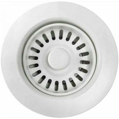 Tapón de drenaje para fregadero de cocina de polímero blanco con canasta de filtro extraíble, se adapta a aberturas de drenaje de 4,5 cm.