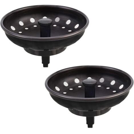 Tapón de fregadero de cabeza plana americano, color negro, 2 unidades, colador de fregadero de acero inoxidable, accesorios de drenaje para fregadero de cocina