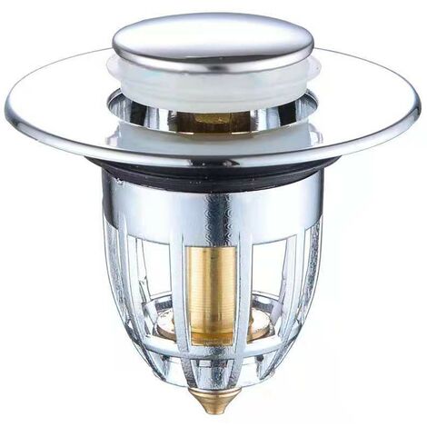 Tapón de fregadero emergente, núcleo de rebote tipo empuje, tapón de fregadero antiobstrucción universal de acero inoxidable y cobre, para lavabo cocina baño